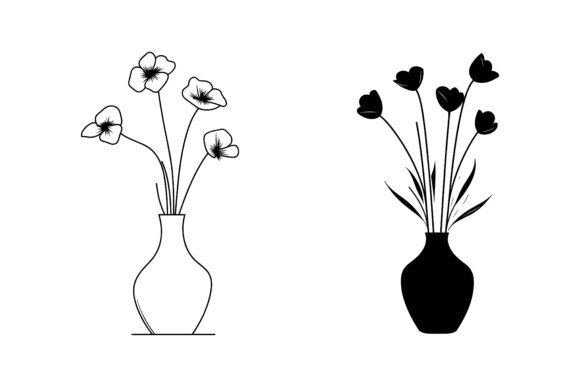 A Set of Flower Vase: Where Elegant Design Meets Modern Illustration