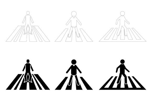 Crosswalk Icon Set: Versatile EPS Illustrations for Modern Projects