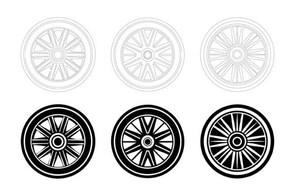 Evaluating the Set of Car Wheels Icon and AI EPS Collection