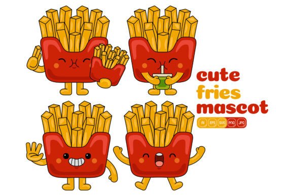 Harnessing Visual Storytelling with the Cute French Fries Mascot Vector Pack 02