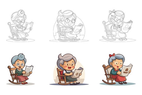 Illustrations of Senior Women in Rocking Chairs: A Versatile Asset