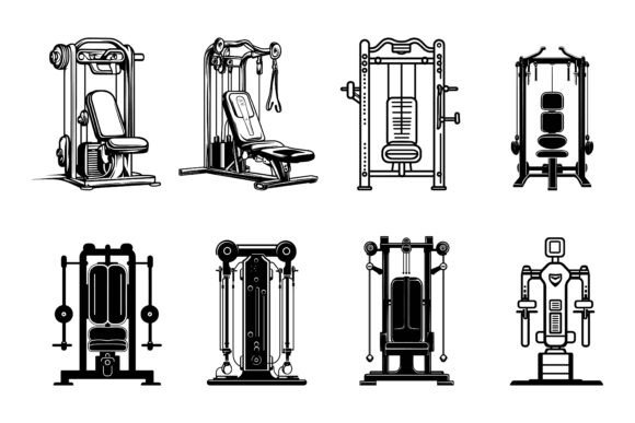 Premium Fitness Vector Art: Sketch of Health Fitness Equipment