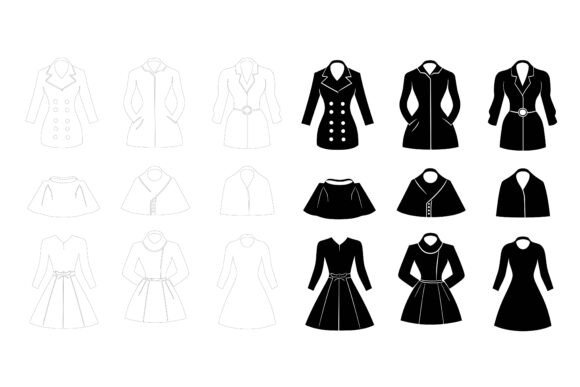 Set Silhouette of Dresses: A Professional Illustration Asset