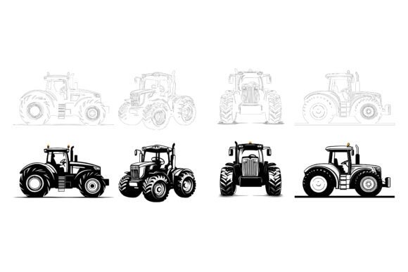 Simple Icon of Tractors: A Modern Vector Illustration Set