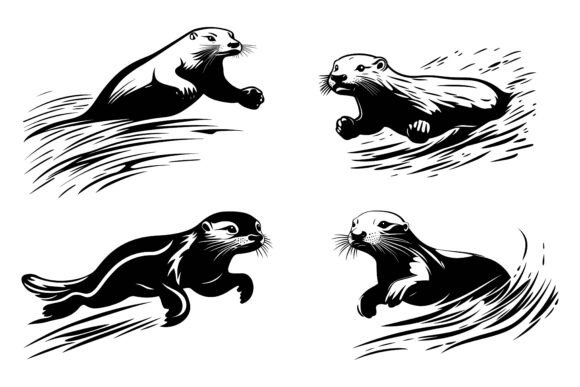 Your Next Project Deserves a Cute Otter Black and White Illustration